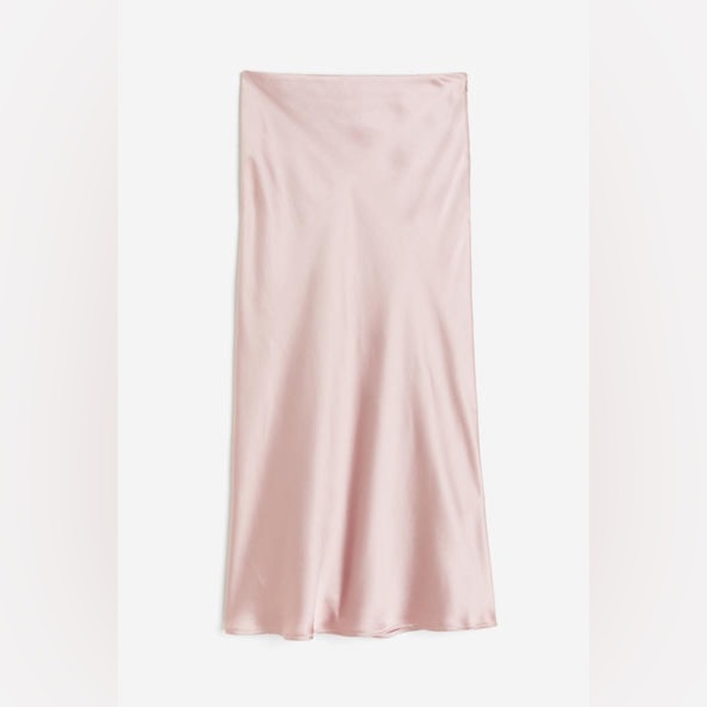 H&M Pink Satin Midi Skirt